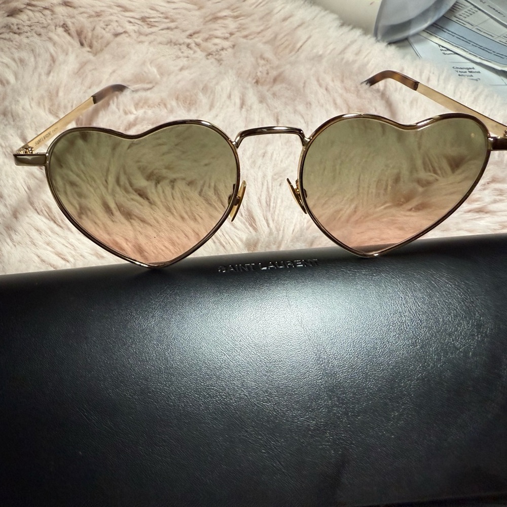 Saint Laurent Heart Sunglasses with Gold Frame